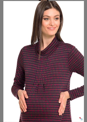 Bordo Triko Hamile Elbisesi - Görsel 6