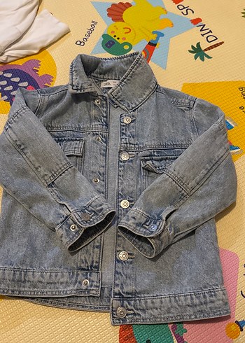 Zara Gri Batik Desenli Uzun Kollu Denim Ceket