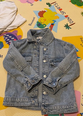 xs Beden Gri Batik Desenli Uzun Kollu Denim Ceket