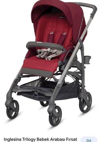 Bordo Bebek Arabası bordo kırmızı Gri Detaylı - Görsel 5