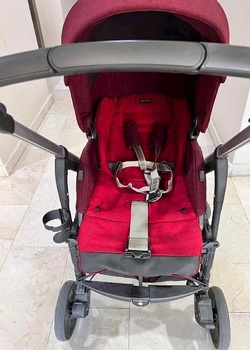 Bordo Bebek Arabası bordo kırmızı Gri Detaylı - Görsel 6