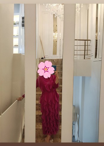 m Beden pembe Renk pembe fırfırlı elbise