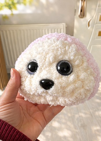 Pastel Pembe Peluş Ayıcık Oyuncak El yapımı Amigurumi - Görsel 3