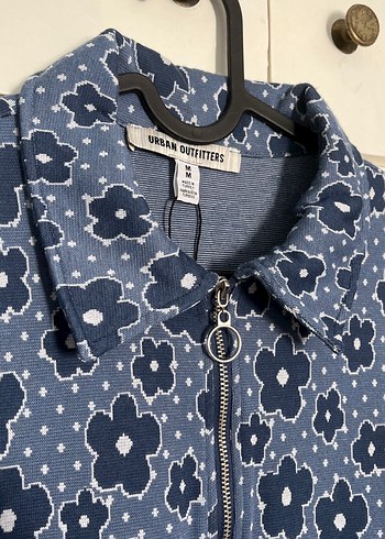 Uzun Kollu Mavi Desenli Mini Elbise - Görsel 4