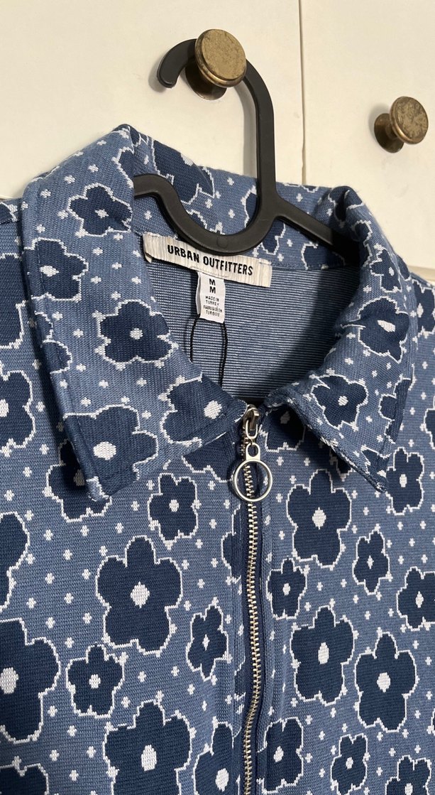 Uzun Kollu Mavi Desenli Mini Elbise - Görsel 4