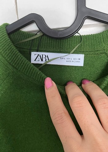 Zara Yeşil Salaş crop kazak - Görsel 4