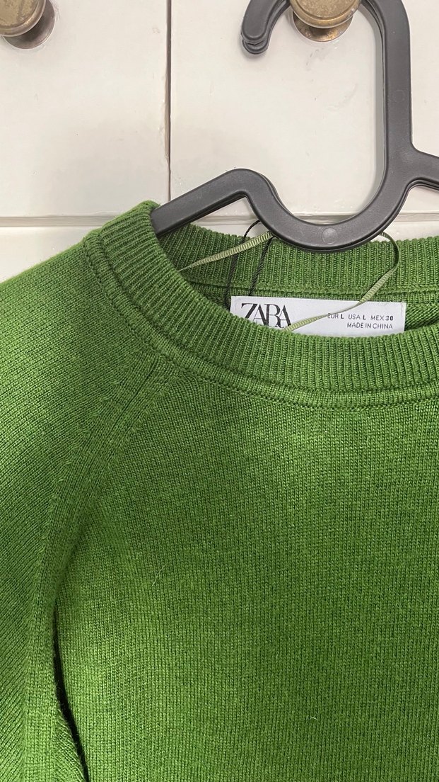 Zara Yeşil Salaş crop kazak - Görsel 3