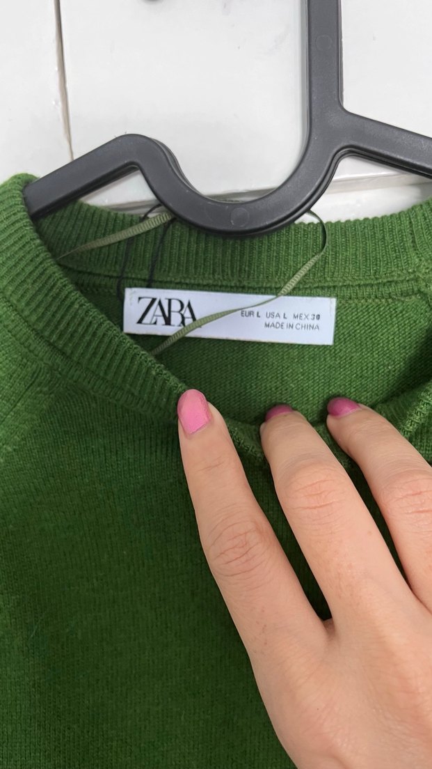 Zara Yeşil Salaş crop kazak - Görsel 4