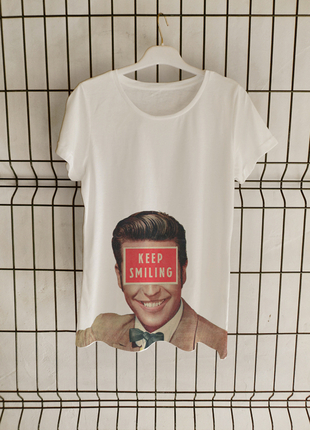 s Beden çeşitli Renk Keep Smiling Kolaj Crop Top