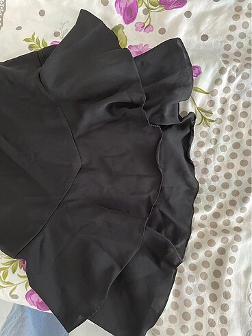 36 Beden siyah Renk Siyah dokuma volanlı mini elbise