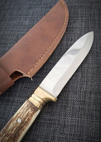 Geyik boynuzu kabzeli, pirinç balçak detaylı - Görsel 3