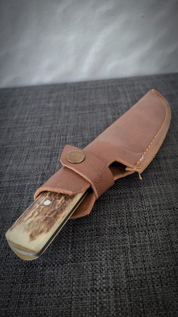 Geyik boynuzu kabzeli, pirinç balçak detaylı - Görsel 4