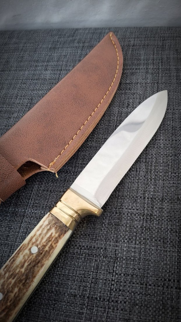 Geyik boynuzu kabzeli, pirinç balçak detaylı - Görsel 3