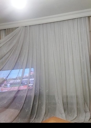 İşlemeli Beyaz beyaz Tül Perde - Görsel 5