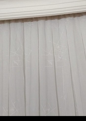 İşlemeli Beyaz beyaz Tül Perde - Görsel 3