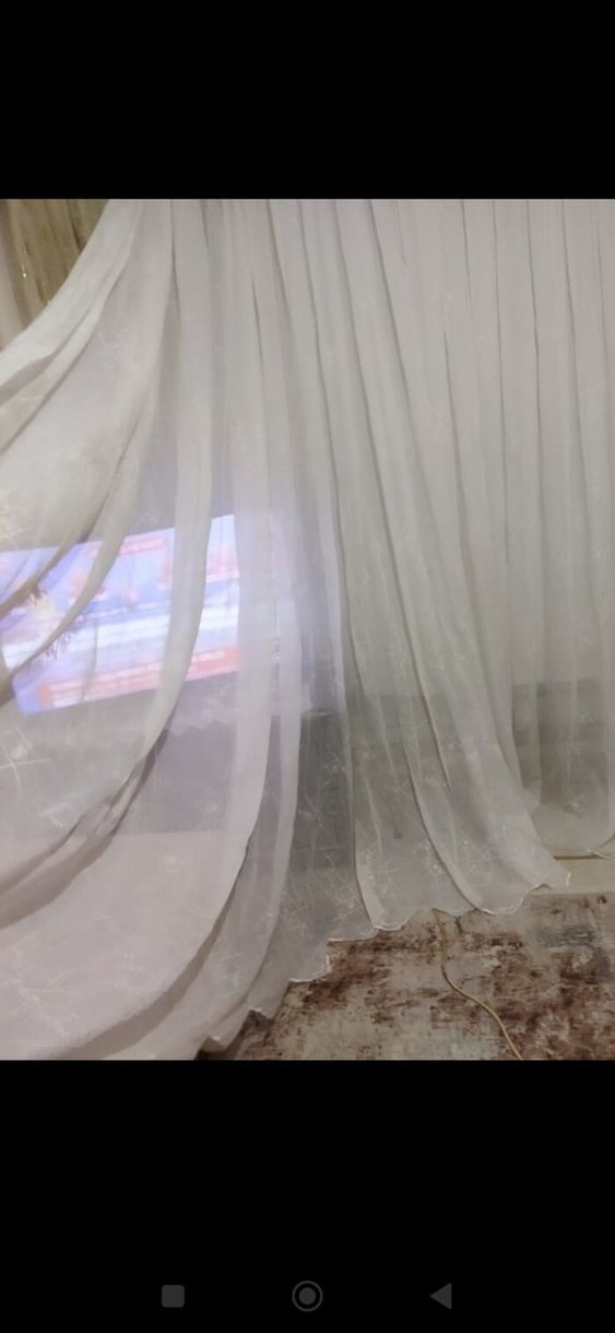 İşlemeli Beyaz beyaz Tül Perde - Görsel 2