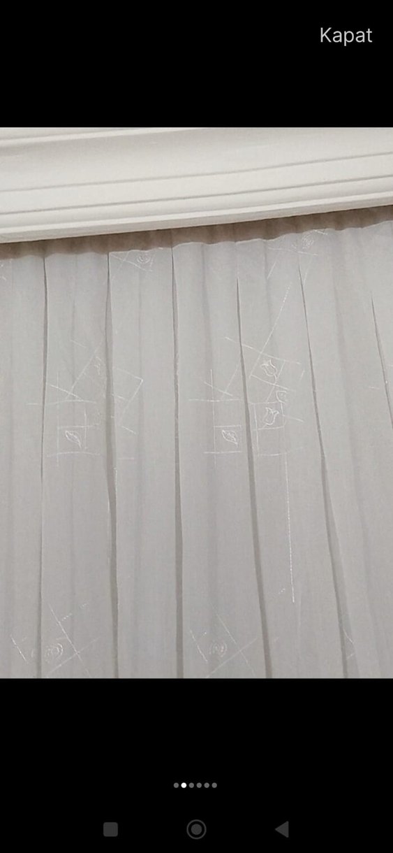 İşlemeli Beyaz beyaz Tül Perde - Görsel 3