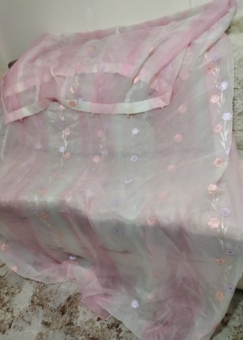 İşlemeli Pembe Bohem Tül Perde - Görsel 8