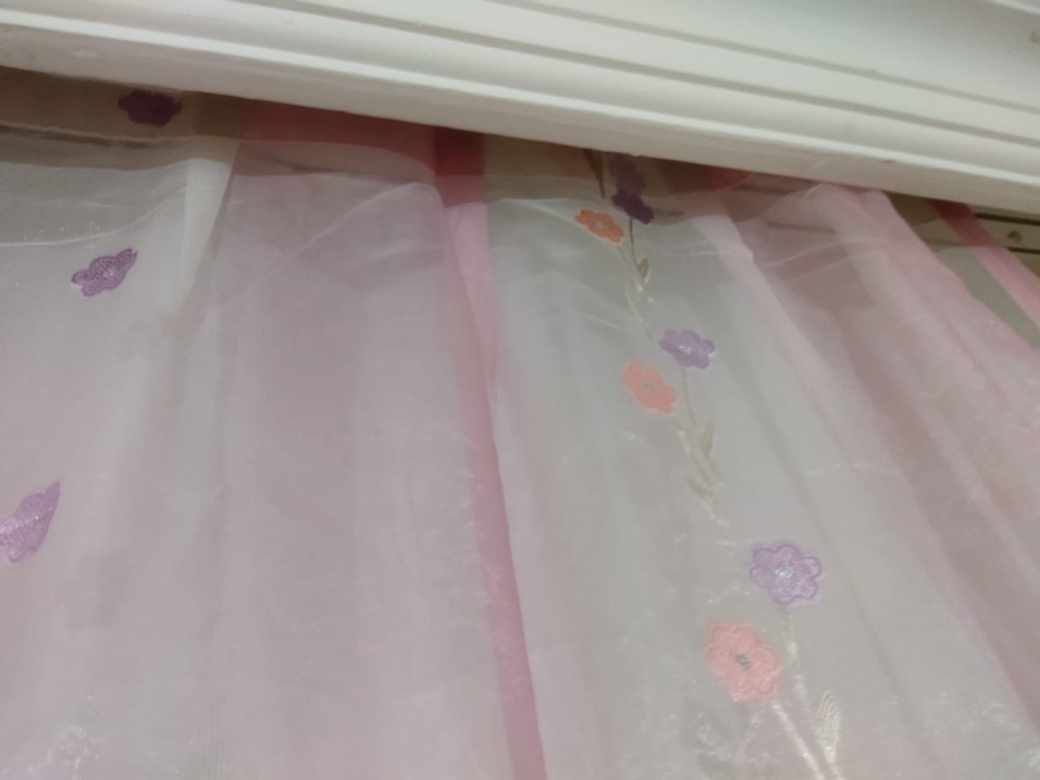 İşlemeli Pembe Bohem Tül Perde - Görsel 5