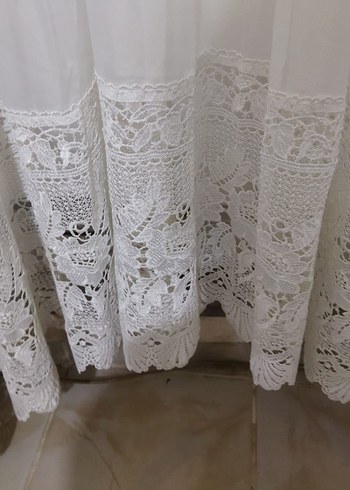 Beyaz Nakışlı Perde altı kupur - Görsel 4