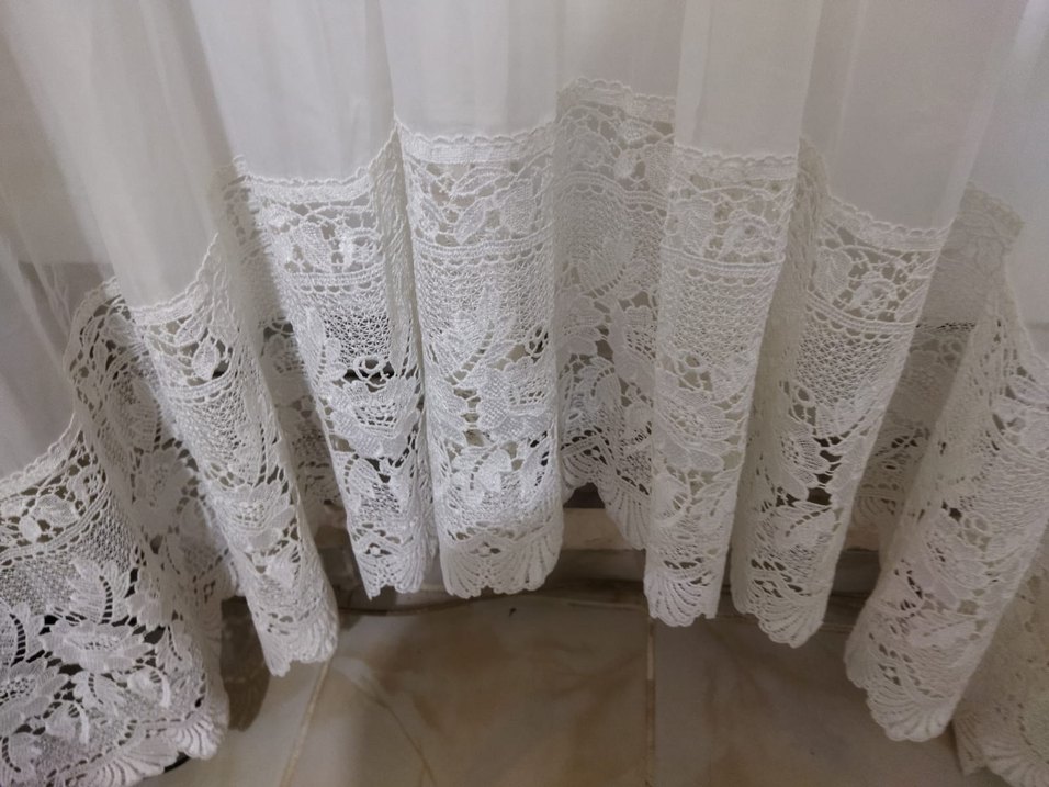 Beyaz Nakışlı Perde altı kupur - Görsel 3