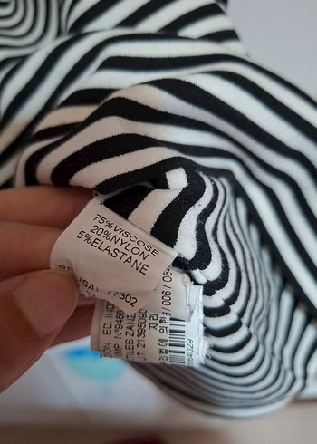 Zara Enine Çizgili Pamuklu Tunik Elbise - Görsel 4