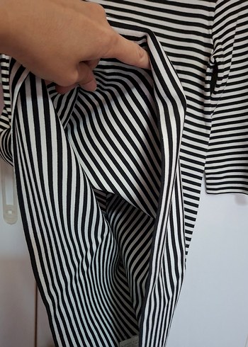 Zara Enine Çizgili Pamuklu Tunik Elbise - Görsel 6