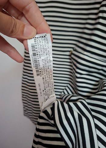 Zara Enine Çizgili Pamuklu Tunik Elbise - Görsel 5