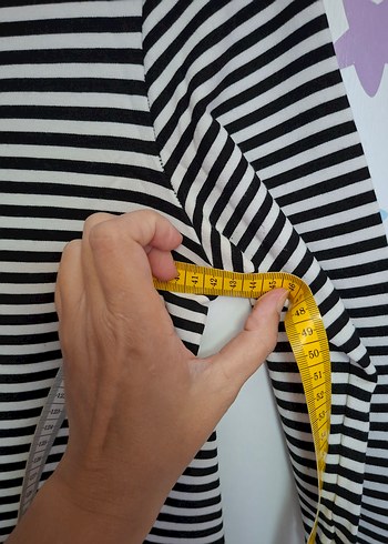 Zara Enine Çizgili Pamuklu Tunik Elbise - Görsel 9