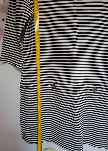 Zara Enine Çizgili Pamuklu Tunik Elbise - Görsel 8
