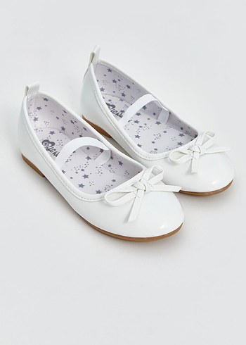 Fiyonklu Beyaz Kız Çocuk Rugan Babet 31 numara sıfır etiketli - Görsel 8