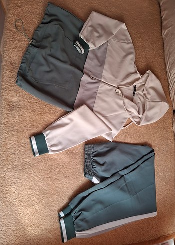 Beyaz Göl Yeşili Kadın Eşofman Takımı İkili Takım - Görsel 2