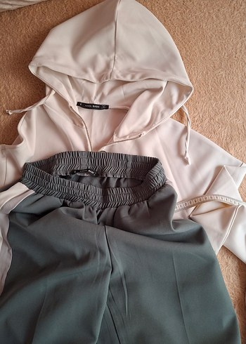 Beyaz Göl Yeşili Kadın Eşofman Takımı İkili Takım - Görsel 8