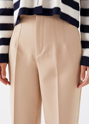 Bej Havuç Pantolon Carrot Fit Baggy Ten Nude PudraKumaş Pantolon - Görsel 4