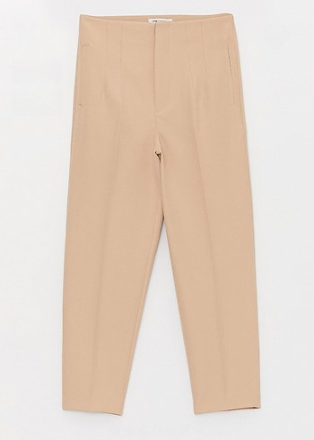 Bej Havuç Pantolon Carrot Fit Baggy Ten Nude PudraKumaş Pantolon - Görsel 5