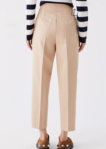 Bej Havuç Pantolon Carrot Fit Baggy Ten Nude PudraKumaş Pantolon - Görsel 2