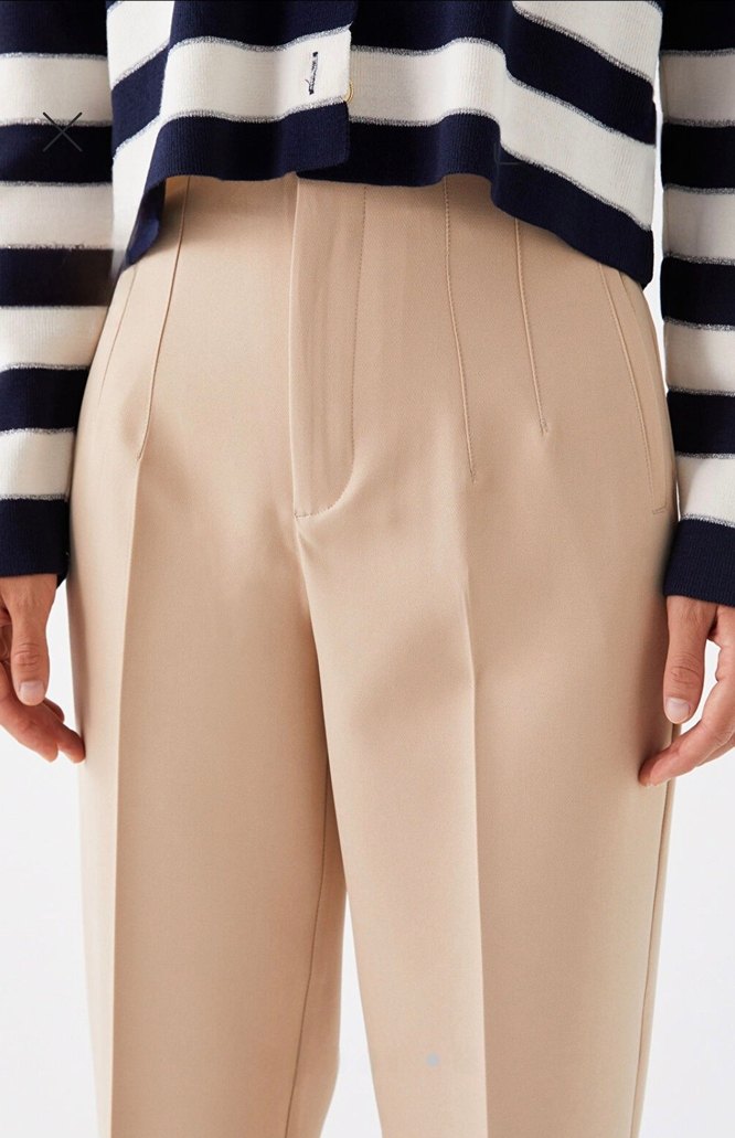 Bej Havuç Pantolon Carrot Fit Baggy Ten Nude PudraKumaş Pantolon - Görsel 4