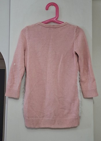 Kız Çocuk Pembe Triko Uzun Kollu Tunik Kazak - Görsel 2