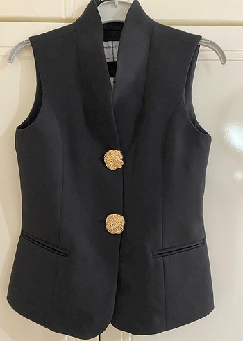 Siyah Düğmeli Uzun Kollu Kadın Takım Elbise - Görsel 5