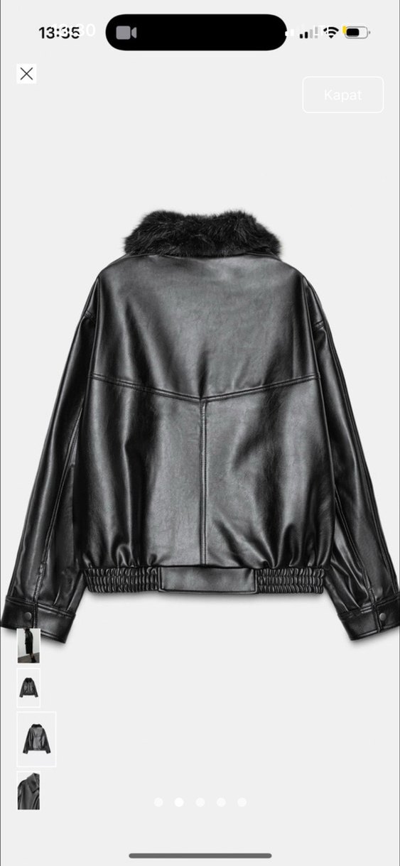 Zara Kürk Detaylı Deri Ceket - Görsel 2