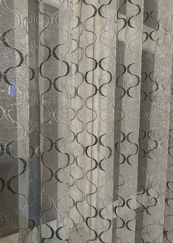 Gri Desenli tül ve Fon Perde - Görsel 2