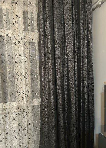 Gri Desenli tül ve Fon Perde - Görsel 3