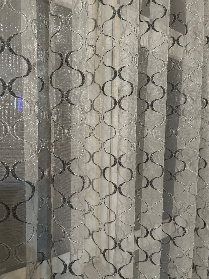 Gri Desenli tül ve Fon Perde - Görsel 2
