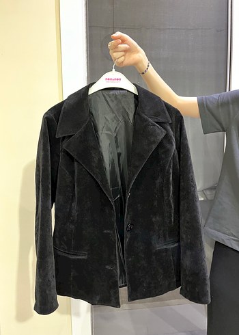 Siyah Kadife Kadın Blazer Ceket