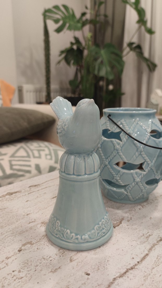 Mavi Seramik Kuş Figürleri ve Dekoratif Fener - Görsel 2
