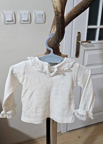 Kız Çocuk Düğmeli Beyaz Triko Bluz - Görsel 2