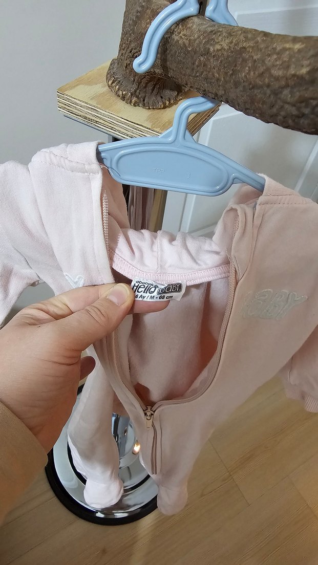 Pembe fermuarlı içi dışı pamuk kız bebek tulumu - Görsel 3