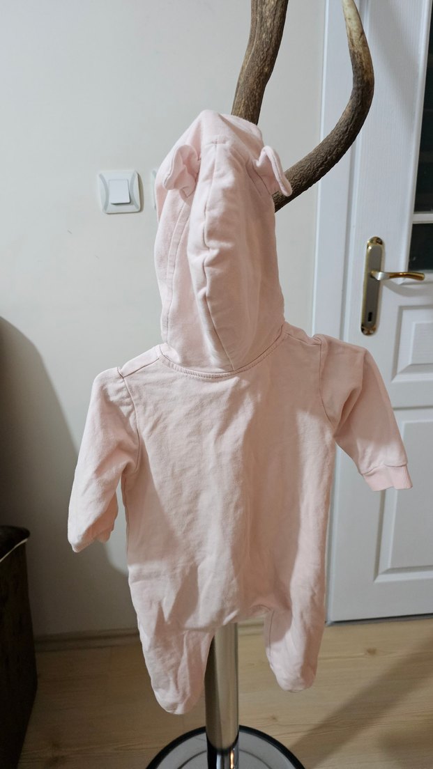 Pembe fermuarlı içi dışı pamuk kız bebek tulumu - Görsel 4