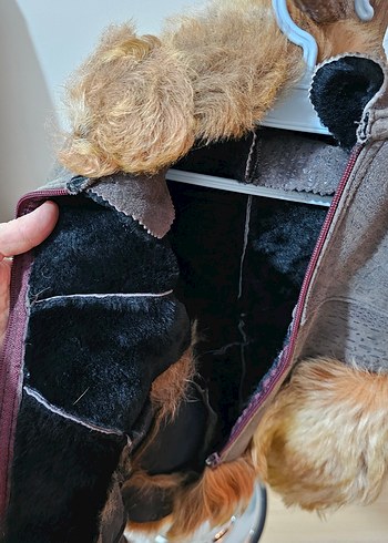 Kürk Detaylı Kahverengi unisex Çocuk montu hırkası - Görsel 2