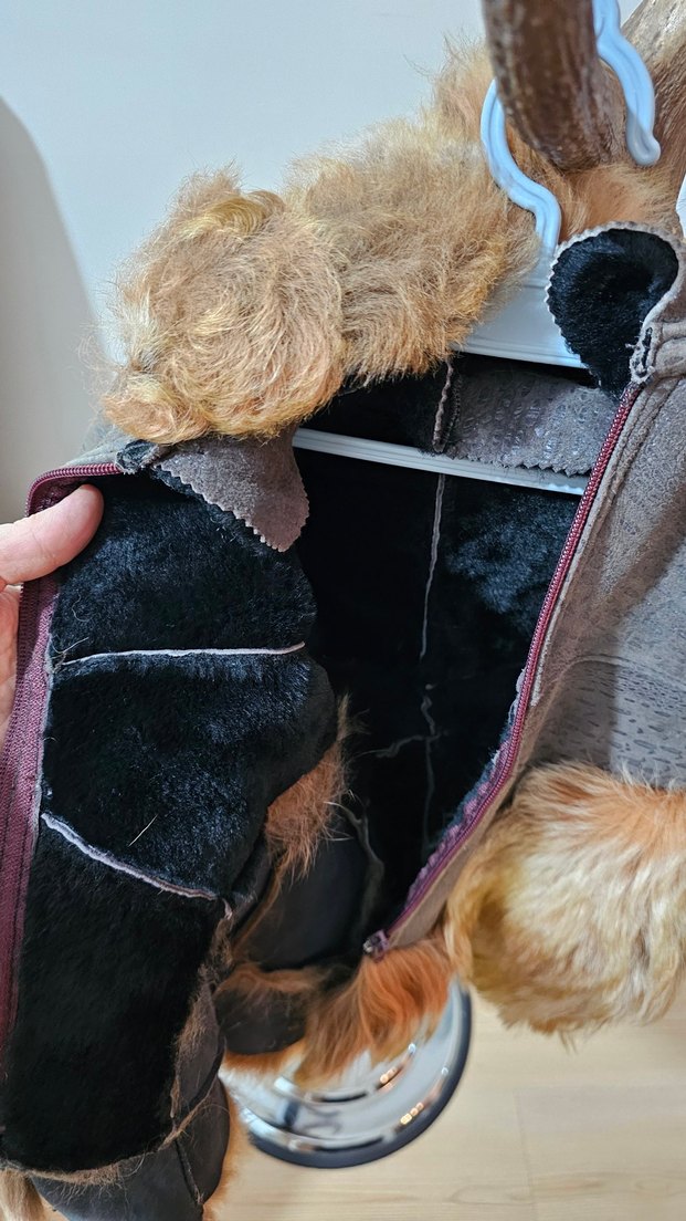 Kürk Detaylı Kahverengi unisex Çocuk montu hırkası - Görsel 2